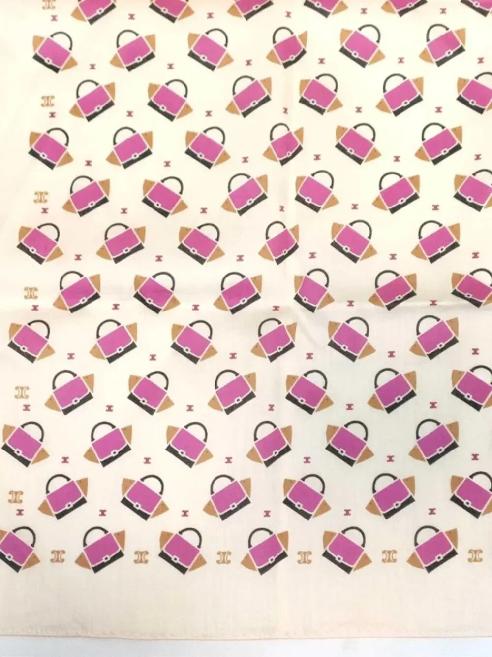 Vintage Celine Handbag Print Cotton Scarf
